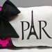 French Damask Paris Eiffel Tower Throw Pillow & Bow