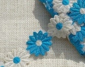 Vintage Lace Trim Daisy Trim Flower Trim Bright Blue White