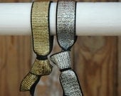 Flipped Bird FANCY Stretchy Hair ties, yoga ties, soft bracelet Silver & Gold