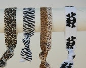 Flipped Bird Stretchy Hair ties, yoga ties, soft bracelet wild one pack, animal print skull and cross bones