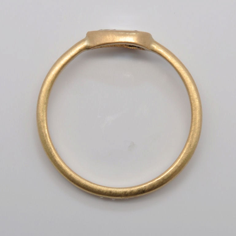 one of a kind - pear shaped rose cut diamond ring - 18k gold