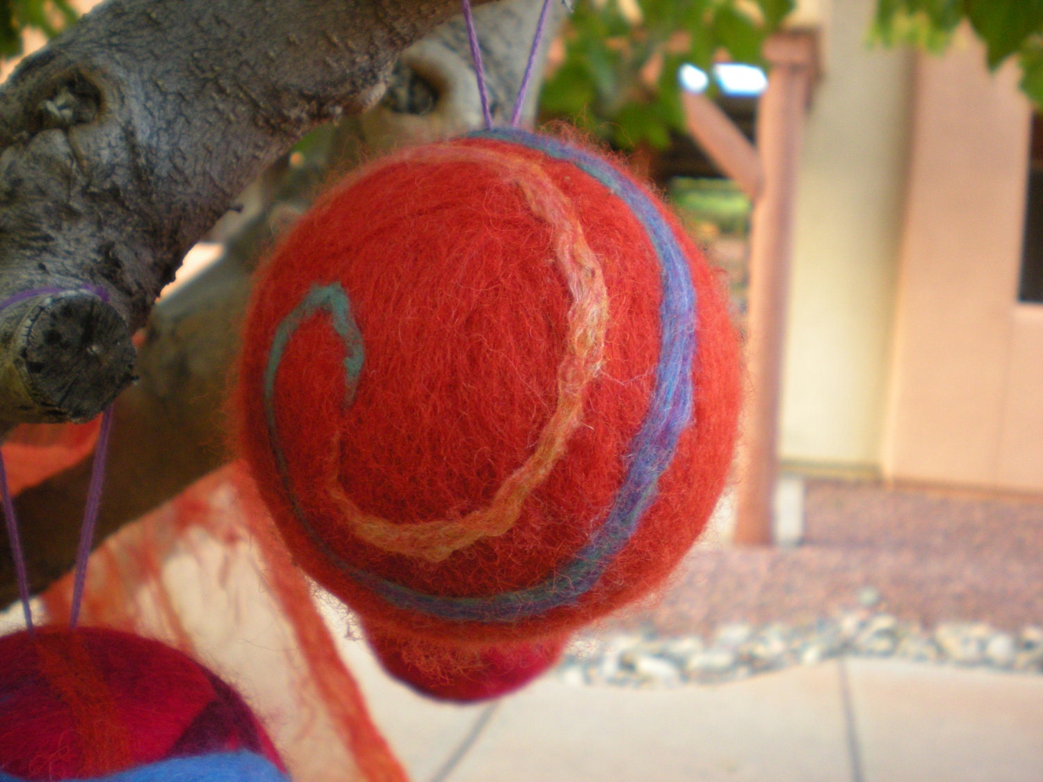 Christmas Ornament Felted Orange Galaxy Spiral
