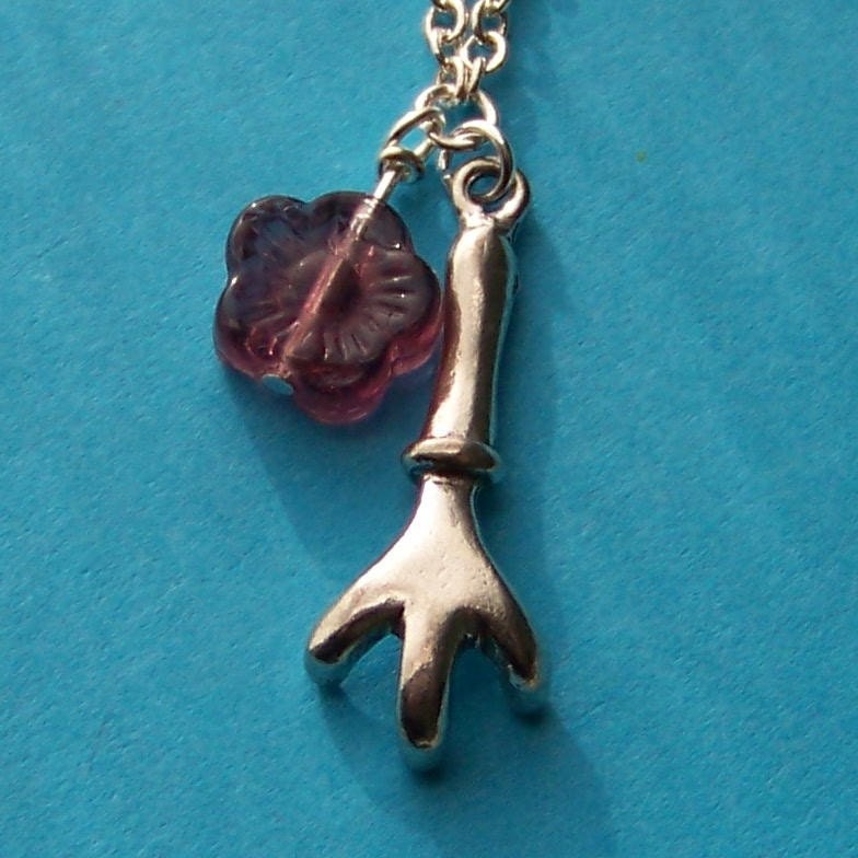 Gardening Charm Necklace with Purple Flower Bead