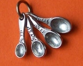 Silver Antiqued Pewter Measuring Spoons for Necklaces and Bracelets