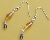 Yellow and Montana Blue Crystal Earrings