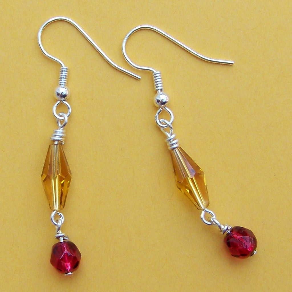 Yellow and Red Crystal Earrings