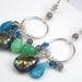 Mystic Labradorite Sterling Hoop Earrings Wire Wrapped Dangle Turquoise, Silver Circle Apatite