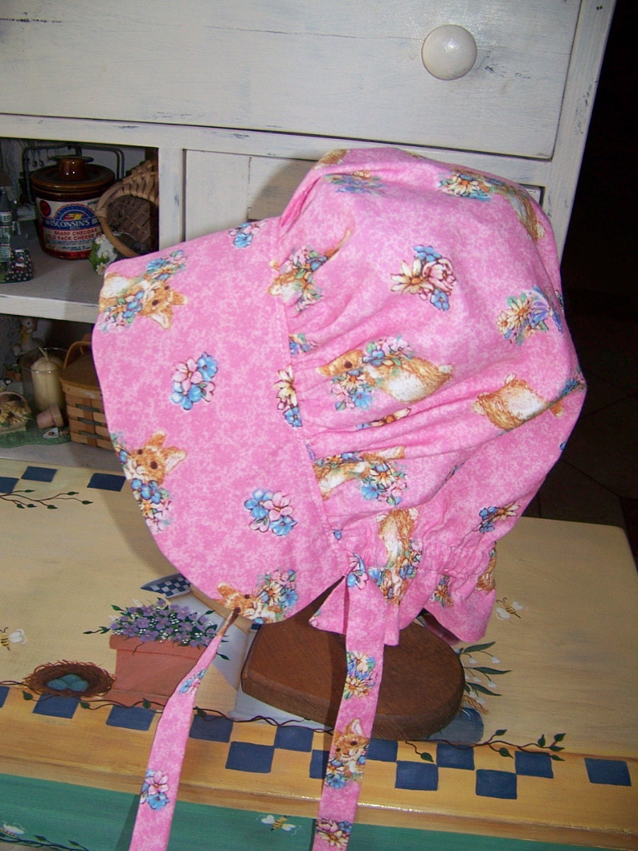 Baby Easter Bonnet prairie with soft calico fabric,childs costume