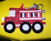 DIY Taggie Toy Fire Truck Patchwork Crinkle Toy pdf pattern with Immediate Download e-file