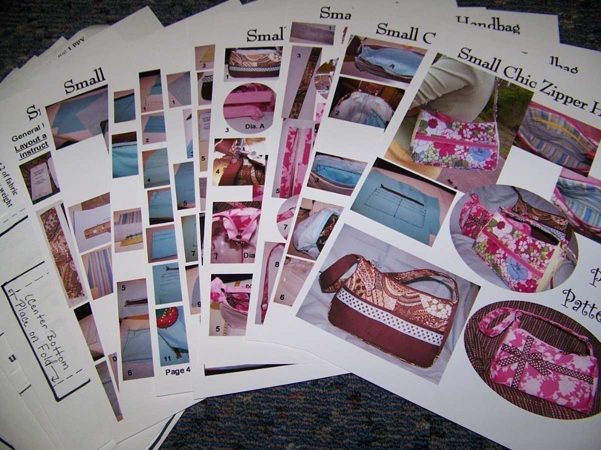 Small Handbag Pdf Pattern with Zipper Tutorial 3 in 1