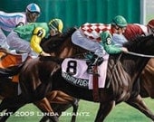 Colourful Thoroughbred Racehorse archival art print, 11 x 17