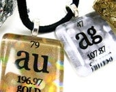 Chemistry Jewelry Periodic Table Science Necklace - Gold and Silver