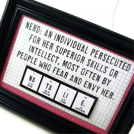 Chemistry Periodic Table Nerdy Womens Art Personalized Sign - Pink