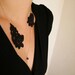 Romantic Black Lace Necklace with Crystal Bead and Sterling Silver chain - Last One