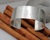 Cuff Bracelet. Sterling silver. wide. Abstract. handmade stamped bracelet. Satin brushed finish. large Silver Cuff. OOAK