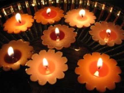 12 Floating Fluted Tarts Wedding Decoration Soy Wax Candles Scented or Unscented