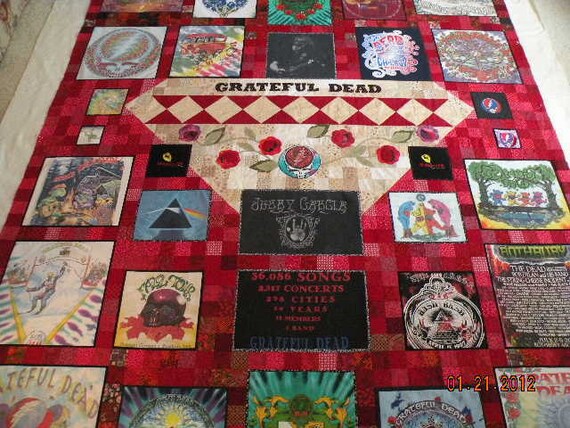 Custom Memory GRATEFUL DEAD Dancing Bears T shirt QUILT Handmade Designer