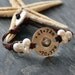 Leather and Pearl Nautical Code Bracelet