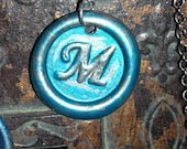 Wax seal pendant with .  You pick the initial A-Z Free Shipping BUY4 Get the 5th free.