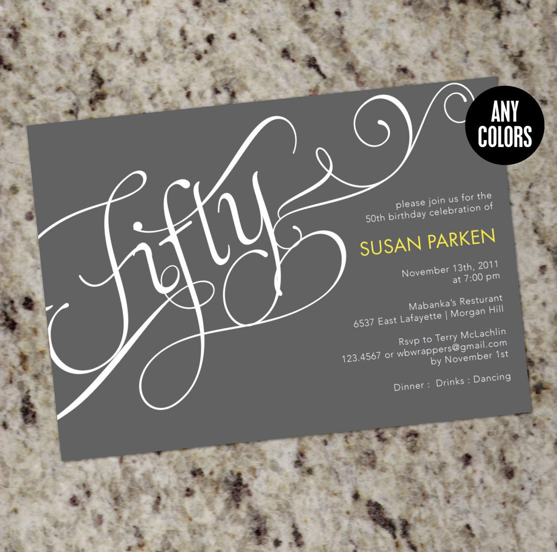 Milestone Birthday Invitation or Event Invitation - CALLIGRAPHY - Printable Design Il_570xn