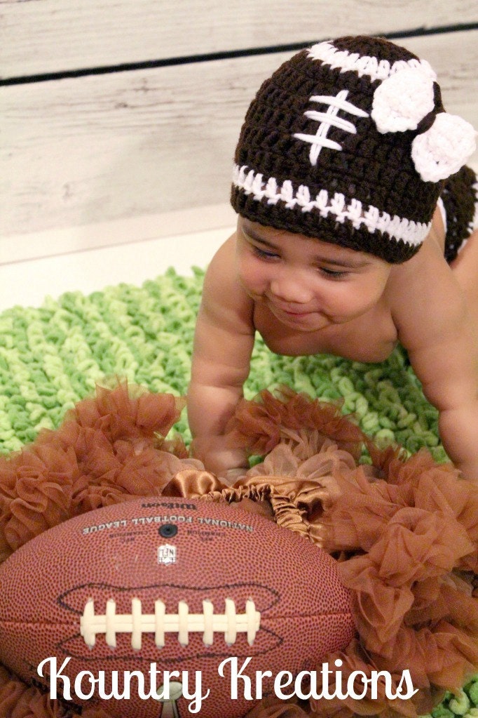 LET'S PLAY Some FOOTBALL Baby Hat and Diaper Cover Set (Ready to Ship)