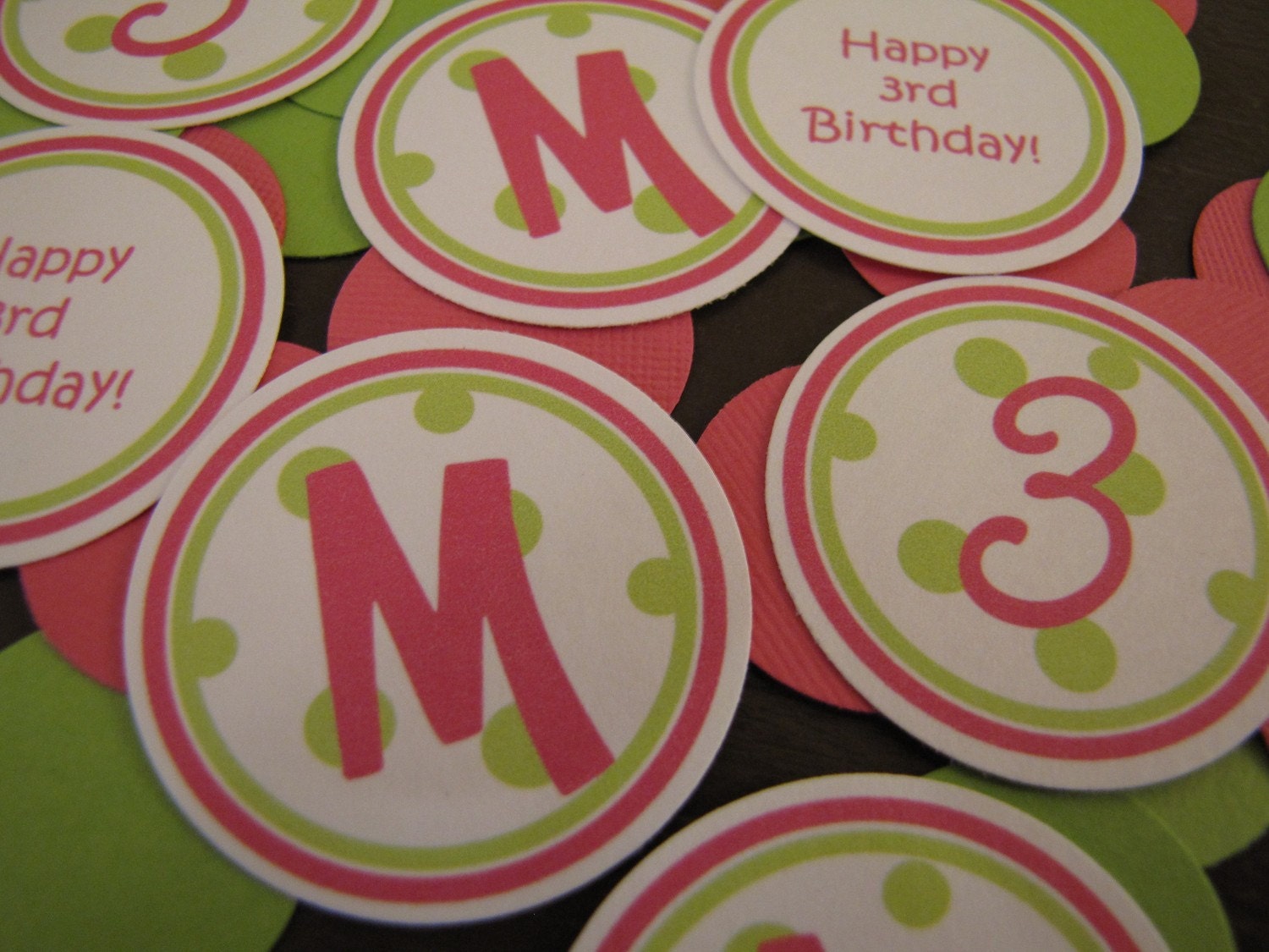 Hot Pink and Green Polka Dot Confetti Customized