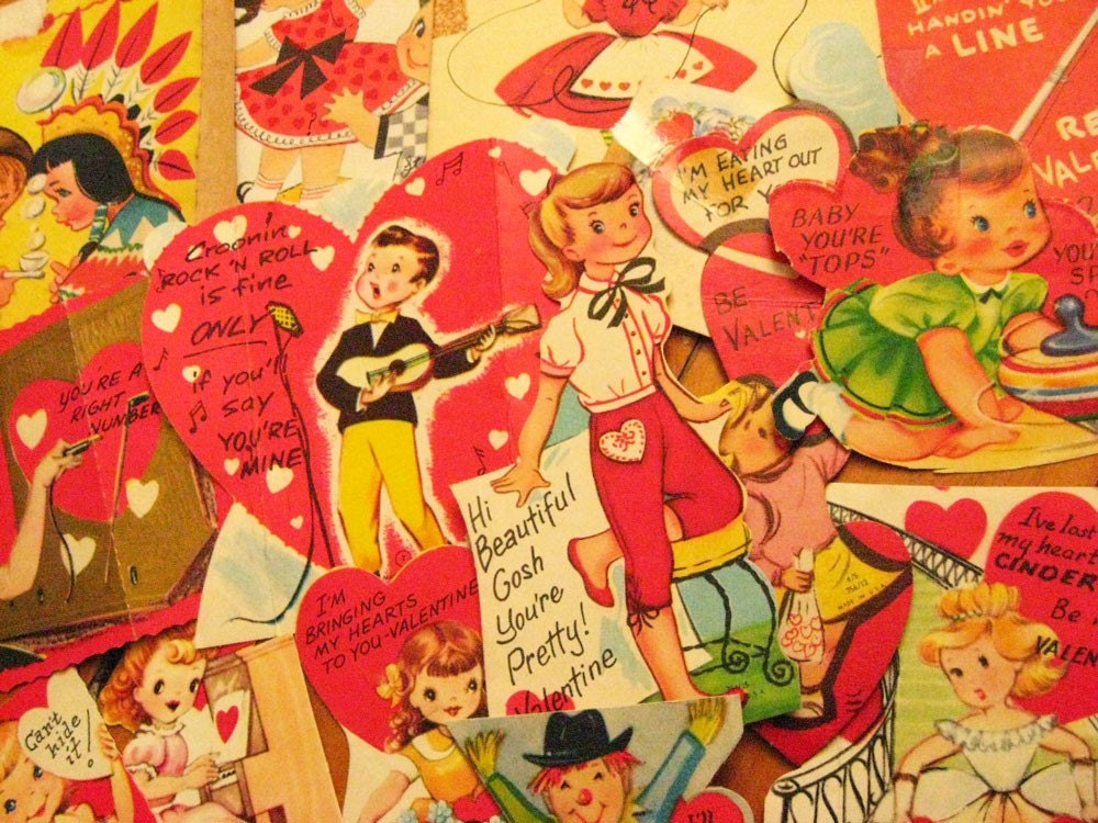 Lot of 1950's Die-Cut Valentines - Classmates Plus