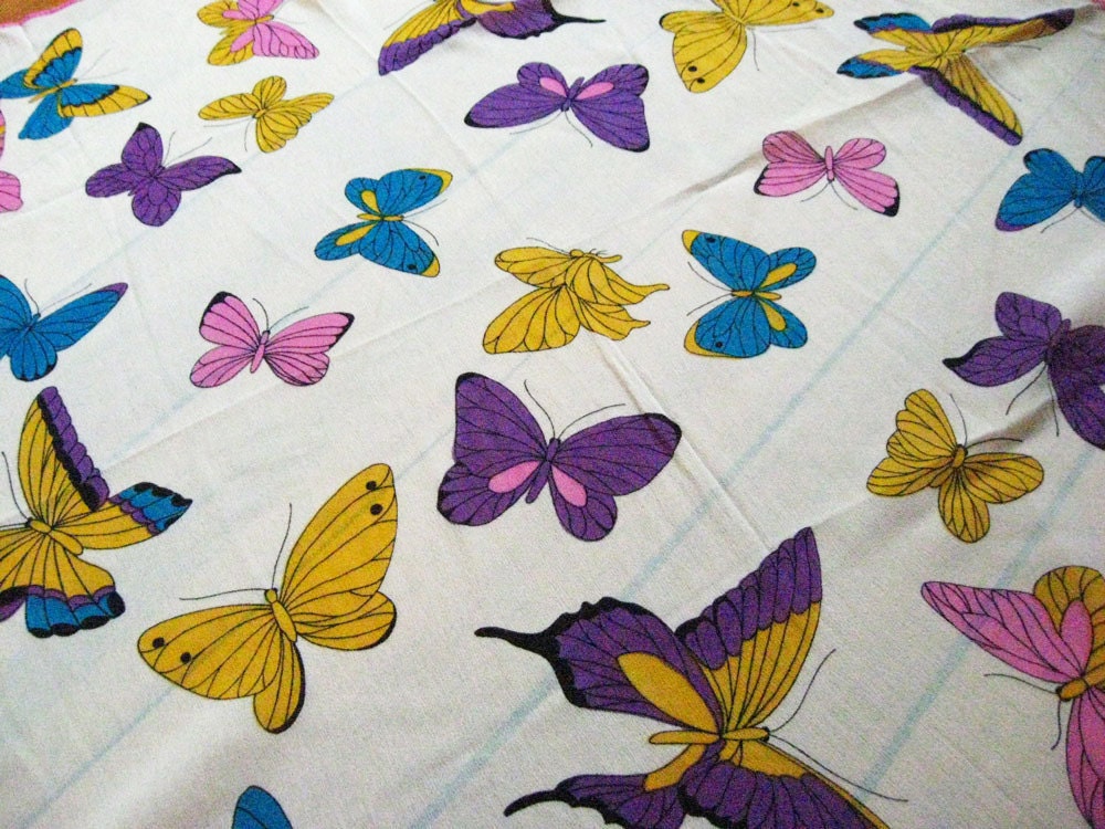 Beautiful 1960's Butterfly Scarf