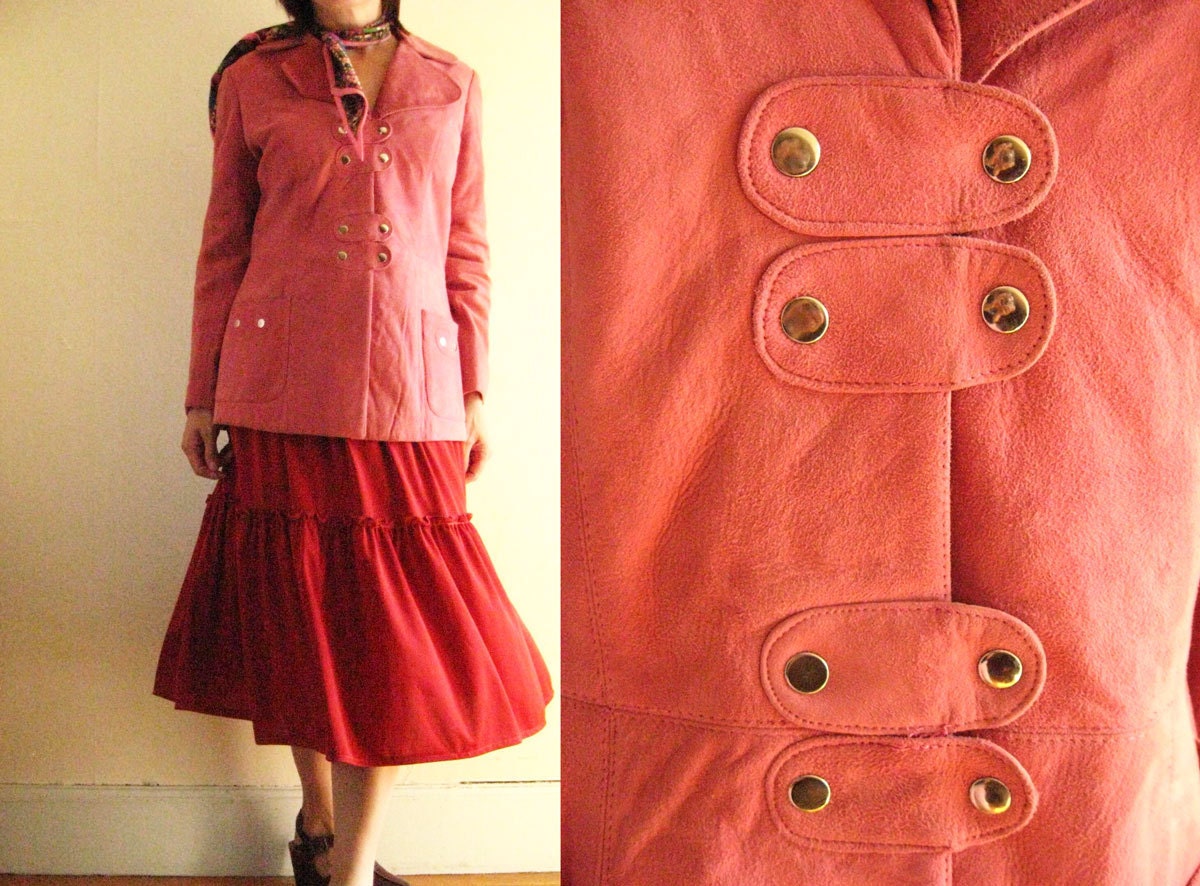 Mad for Mod Pink Suede Snap Closure Coat