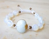 Shell cloisonne bracelet friendship bracelet opalite bracelet macrame white bracelet