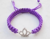 Rhinestone friendship bracelet crystal crown bracelet stack jewelry purple