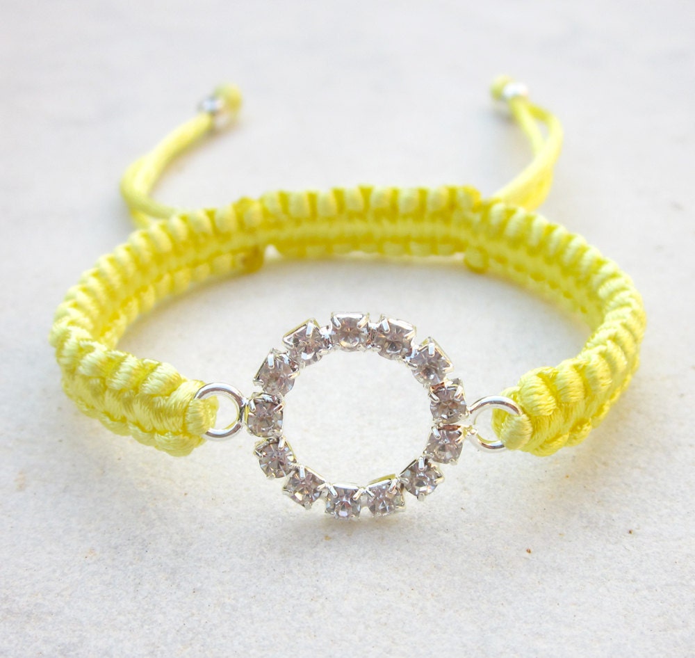 Rhinestone circle bracelet eternity friendship bracelet crystal bracelet stackable light yellow
