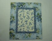 Handmade Scrapbook Page Quilt  Wall Hanging   Blue Floral