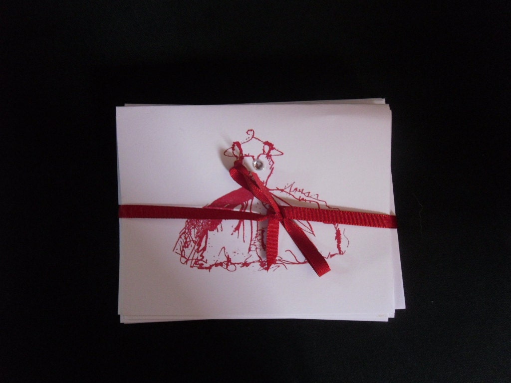 The Lady in Red set of six note cards