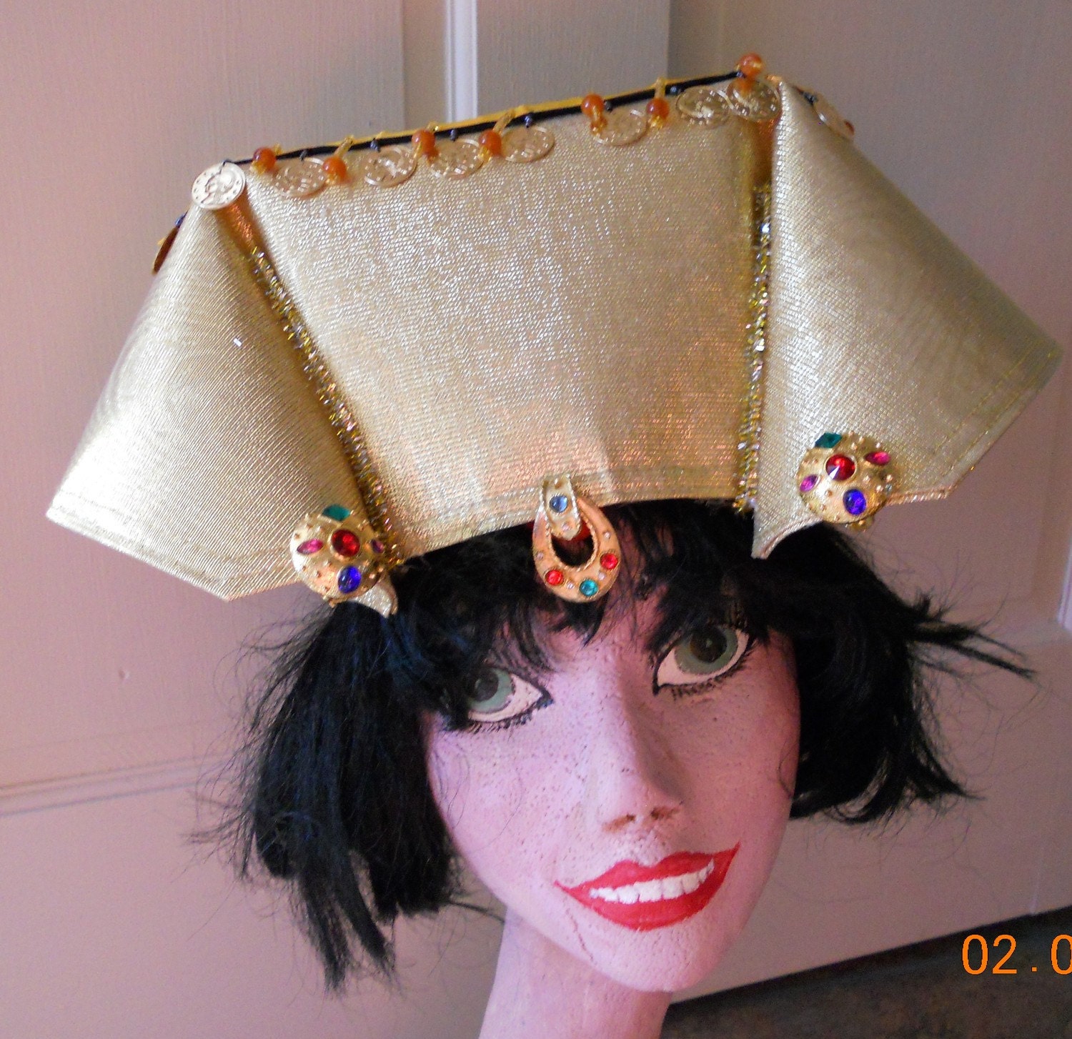 Egyptian ethnic Pharaoh head piece crown hat King Queen Custom