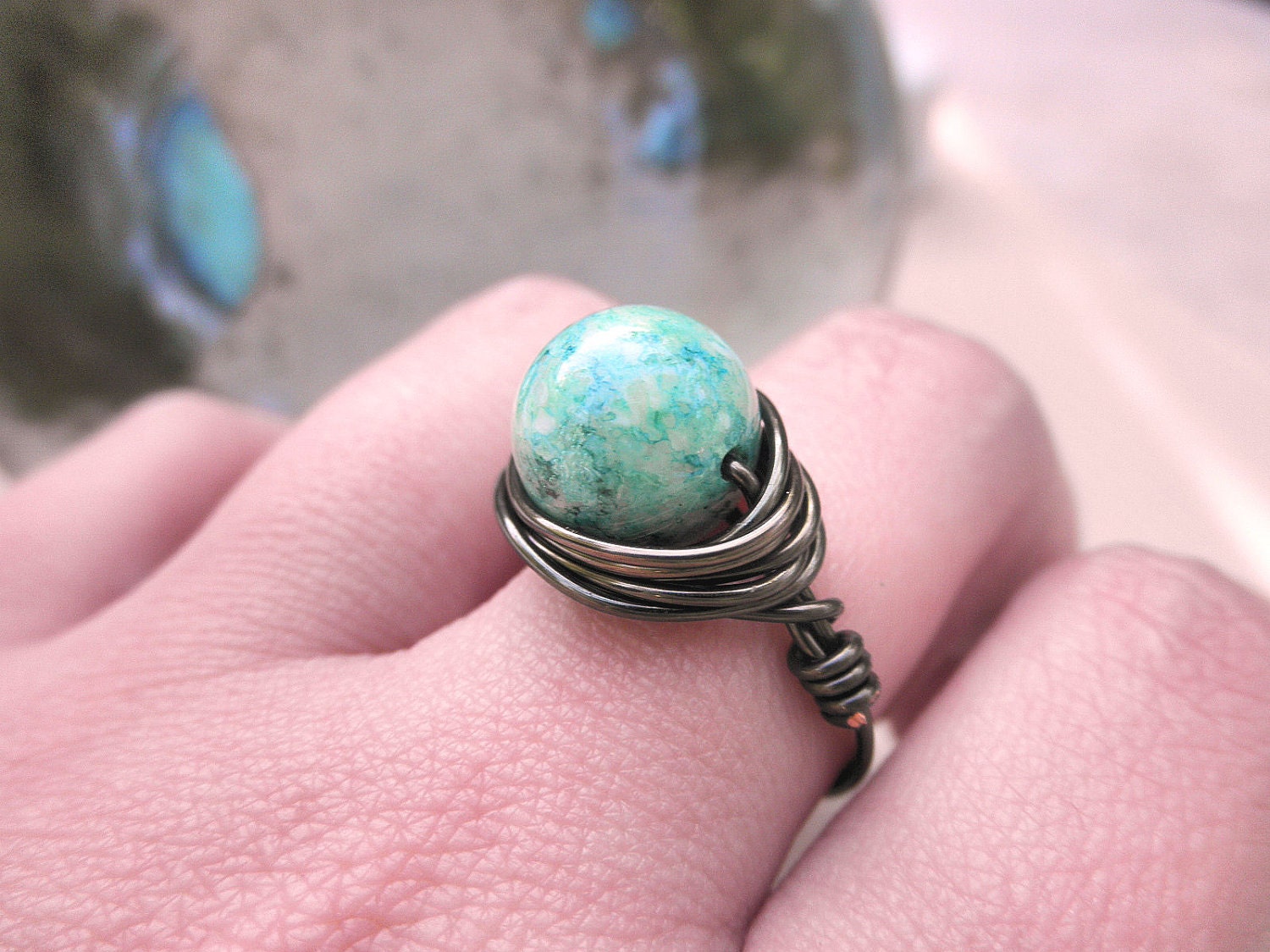 Riverstone - Handmade Ring - To Order - Green, Ice Cream, Ball, Gum, Cute, Lovely, Girl, Pastel, Summer, Fashion, Spring, Colorful, Happy