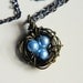 Three Child Bird's Nest Necklace -- Three Kids, Pearls, Blue, Baby Blue, Pastel, Easter, Egg, Sister, Brother, Mother's Day