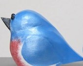 Carved Eastern Bluebird Wooden Bird - you can pick Cardinal, Sparrow ,Chickadee, Yellow Canary, English Robin, Robin, Golden Finch