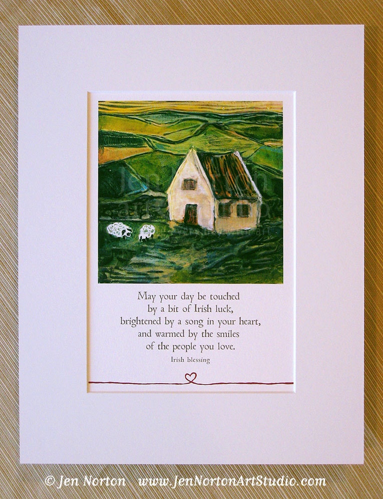 Irish Country Cottage, Matted Print, 11 x 14
