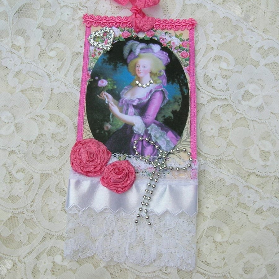 Tag  Shabby Chic Gift Bridal Shower Hang Marie Antoinette Elegant French Birthday Paris  Handmade Enchanted Quilling