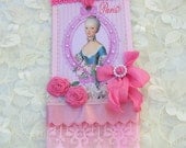 Tag Shabby Chic Gift Bridal Shower Hang Marie Antoinette Birthday Paris Pink Lace Handmade by Enchanted Quilling