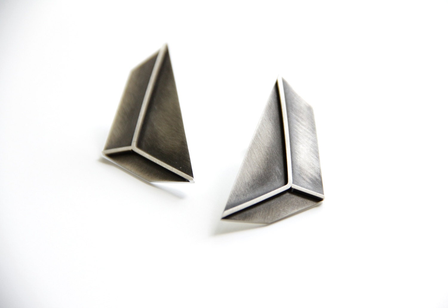 3d Triangle Earrings