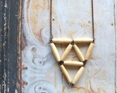 Triangles - Handmade Antiqued Bone Bead Geometric Tribal Bib Necklace