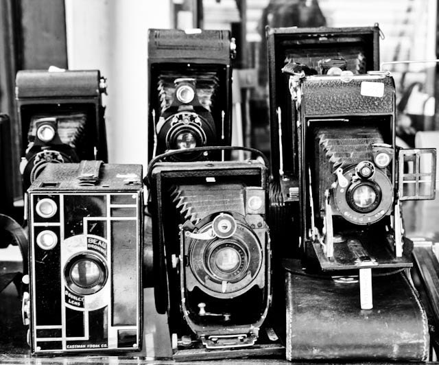 Paris Photography - Vintage Cameras in Black and White - Paris, France - Fine Art 8x10 Photograph- affordable home decor