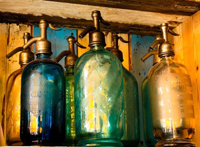 Vintage Seltzer Glass Colorful Bottles Paris, France - Fine Art 8x10 Photograph- affordable home decor