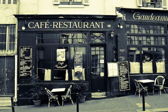 Paris Photograpy - Paris Cafe and restaurant - 8x10 Fine Art Photograph - Paris Home Decor - Black and white