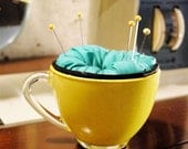 Teal and Yellow Cuppy Cushion