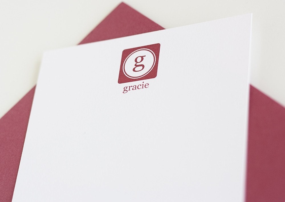 Modern Initial Flat Stationery - Set of 8