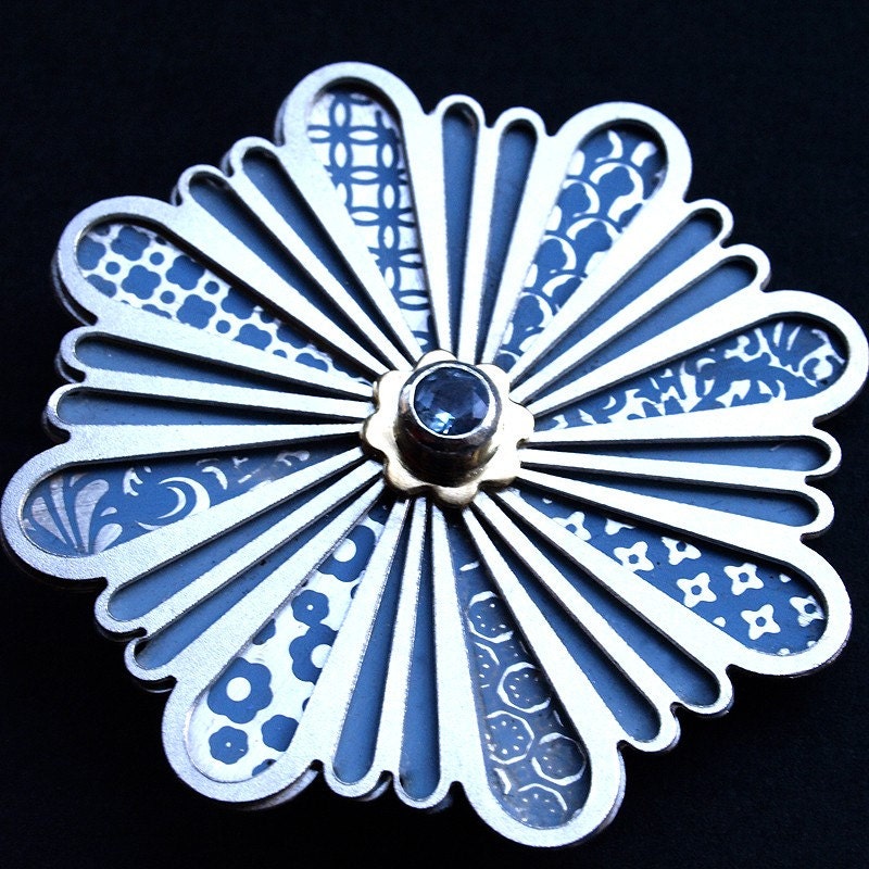 24 Petal Silver/ 18ct gold Brooch