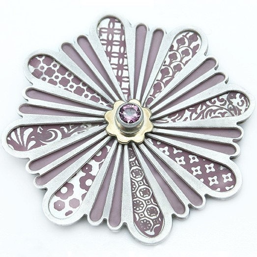 24 Petal Silver/ 18ct gold Brooch
